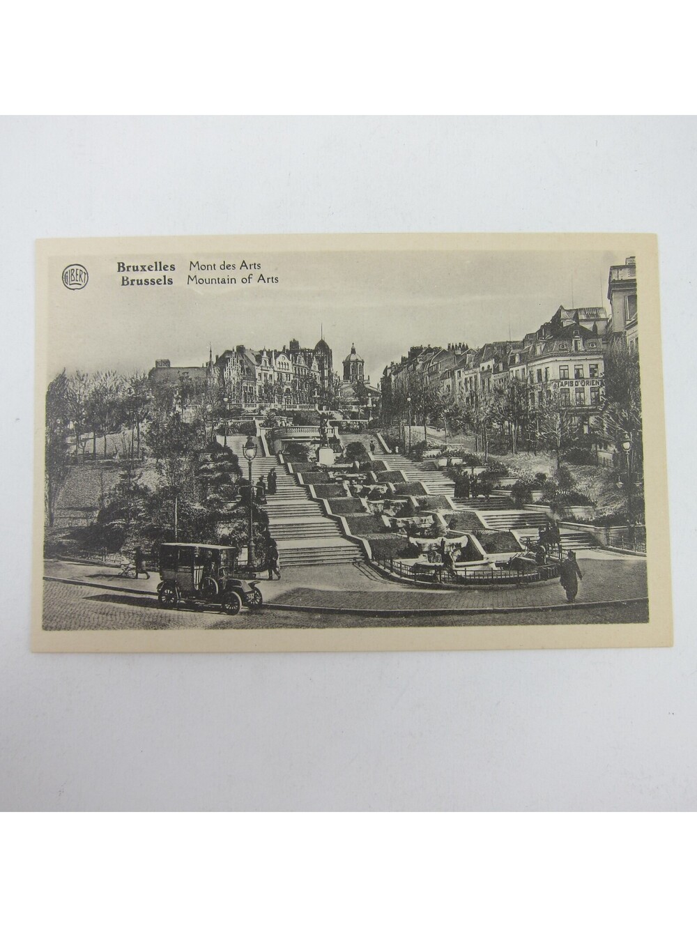 Postcard Brussels Belgium Mountain of Arts Square & Waterfall Antique Unposted